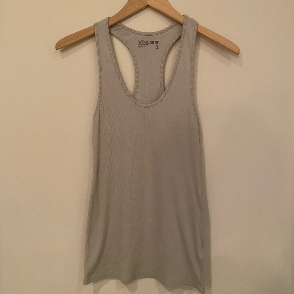 James Perse Y/OSEMITE Ribbed Scoop Neck Performance Tank in Grey